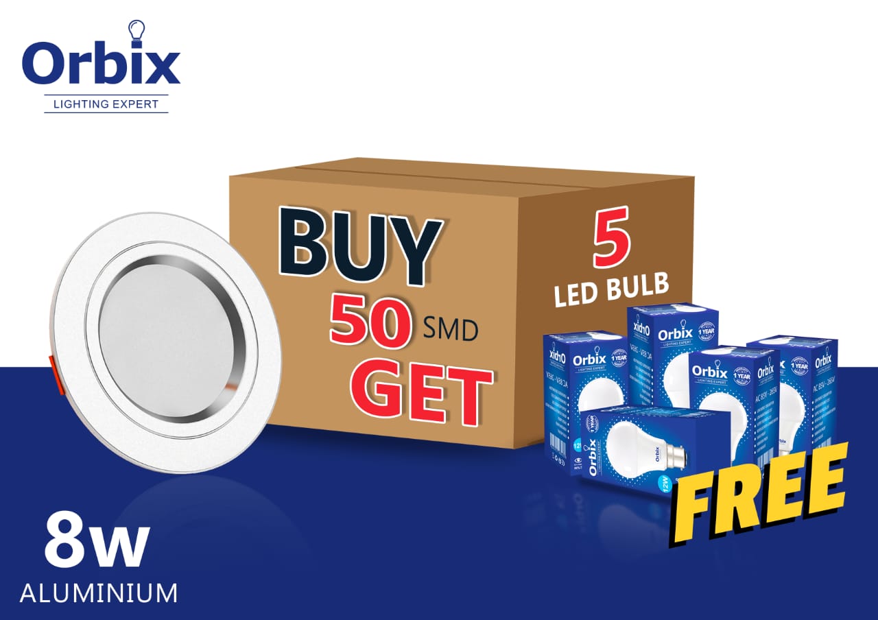 8W Aluminum SMD | Pack of 50 & Get Free 5 LED Bulbs