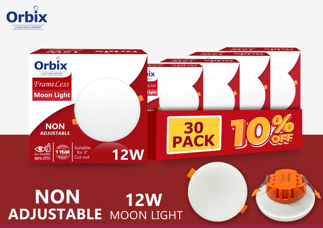 Orbix Frameless Moon Light 12W – Non Adjustable | 30 Pack | 10% OFF