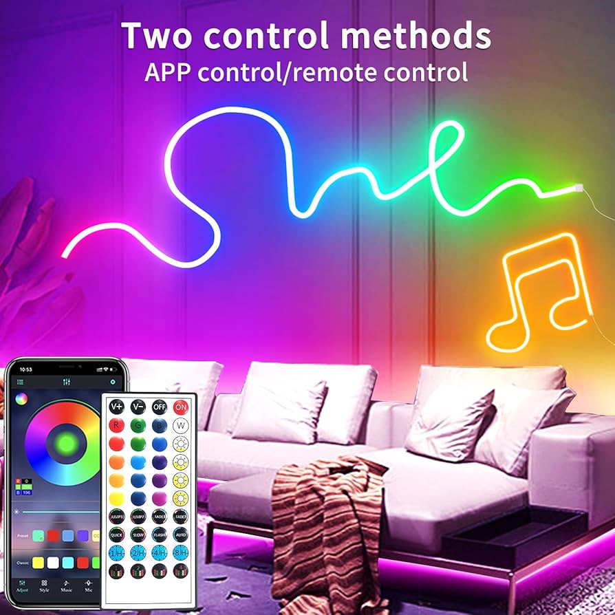 RGB neon light 5 meter  Control with Mobile app and remote