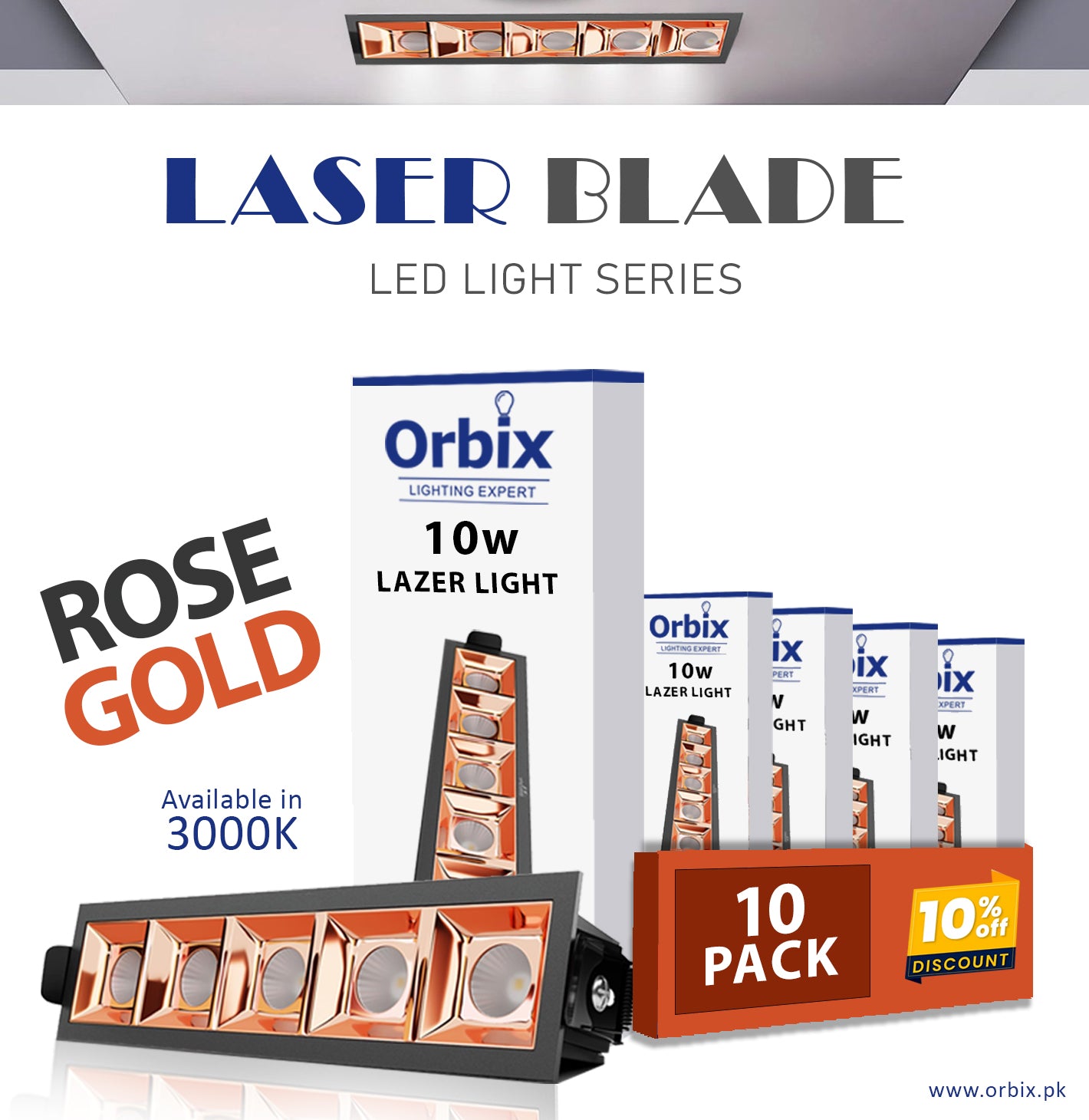 Laser Blade 10W LED Light | 3000K Warm White | Pack Of 10