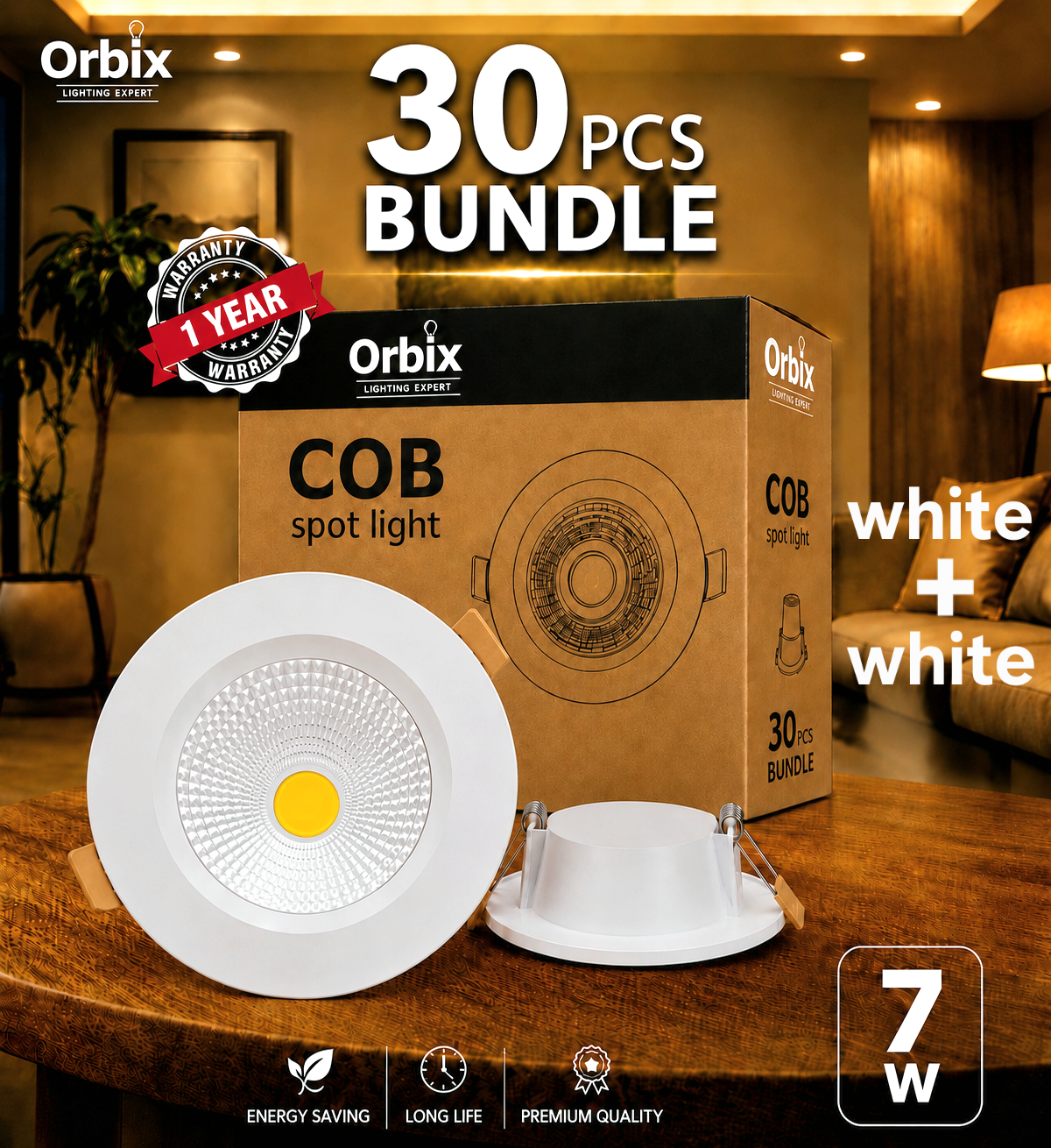 7w COB Spot Light white reflector |pack of 30| Free Delivery|