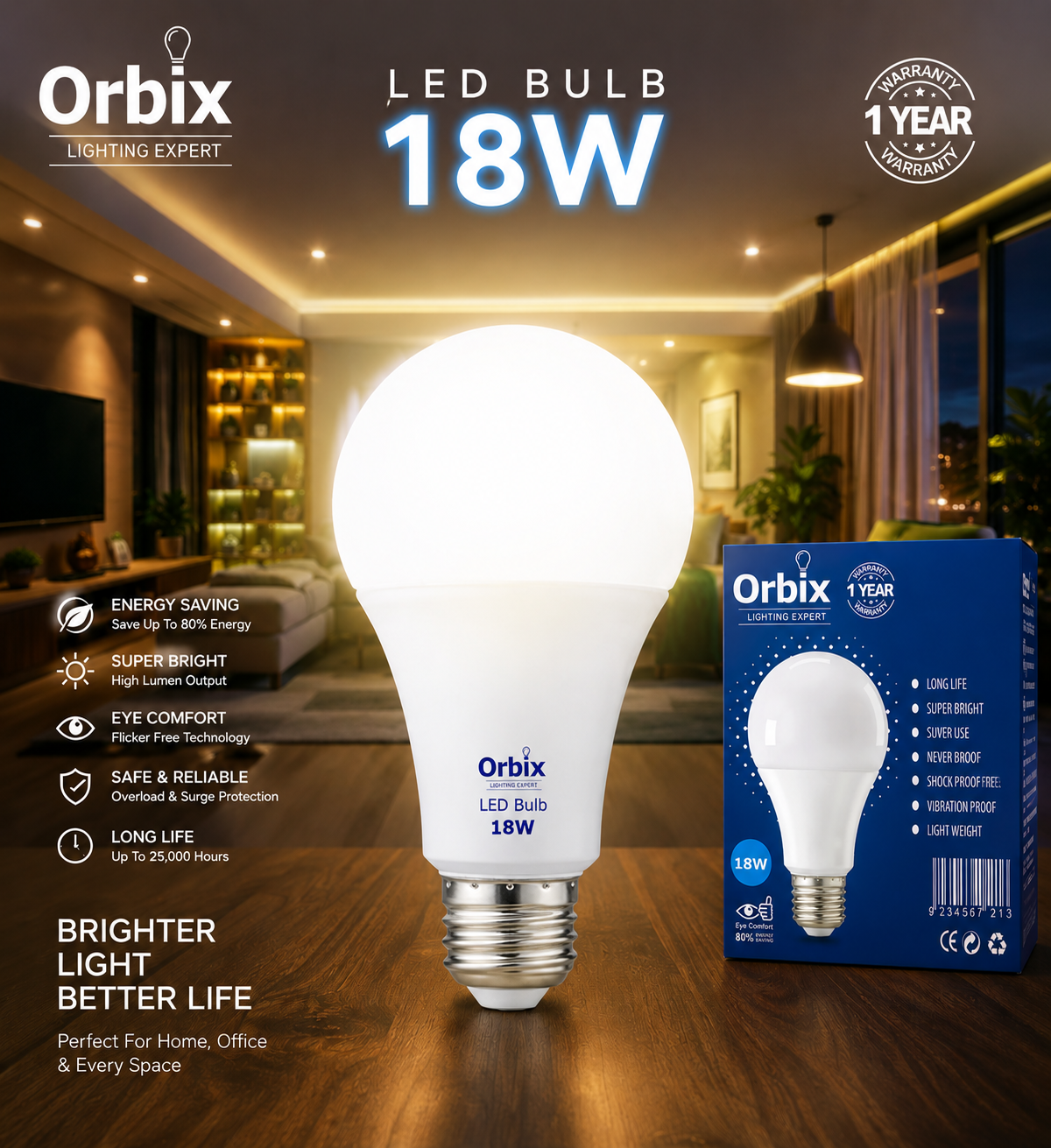 18 W LED Blub (3-4.5inch)