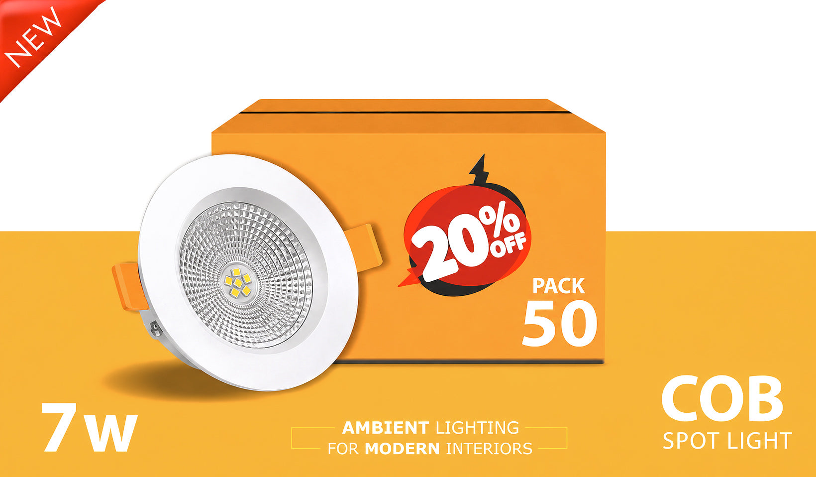 7W COB White Body 3 Inches 50Pcs (20%OFF)