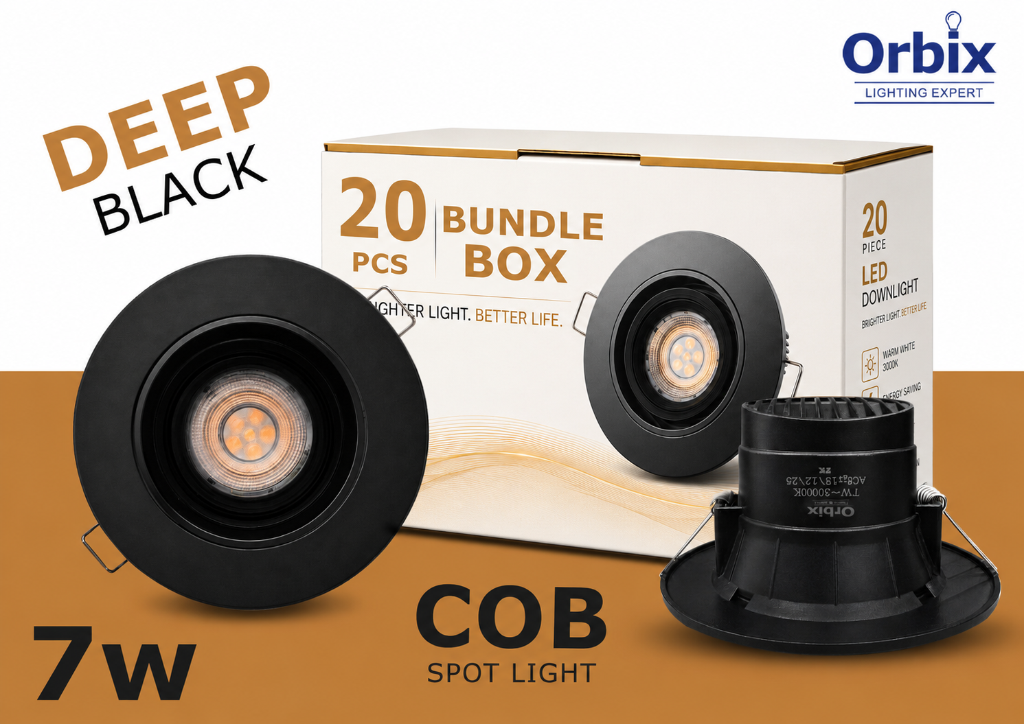 7W COB black 3 Inches 20Pcs (10%OFF)