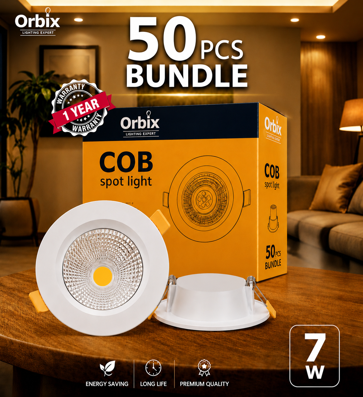 7W COB 3to4 Inches 50Pcs (20%OFF)
