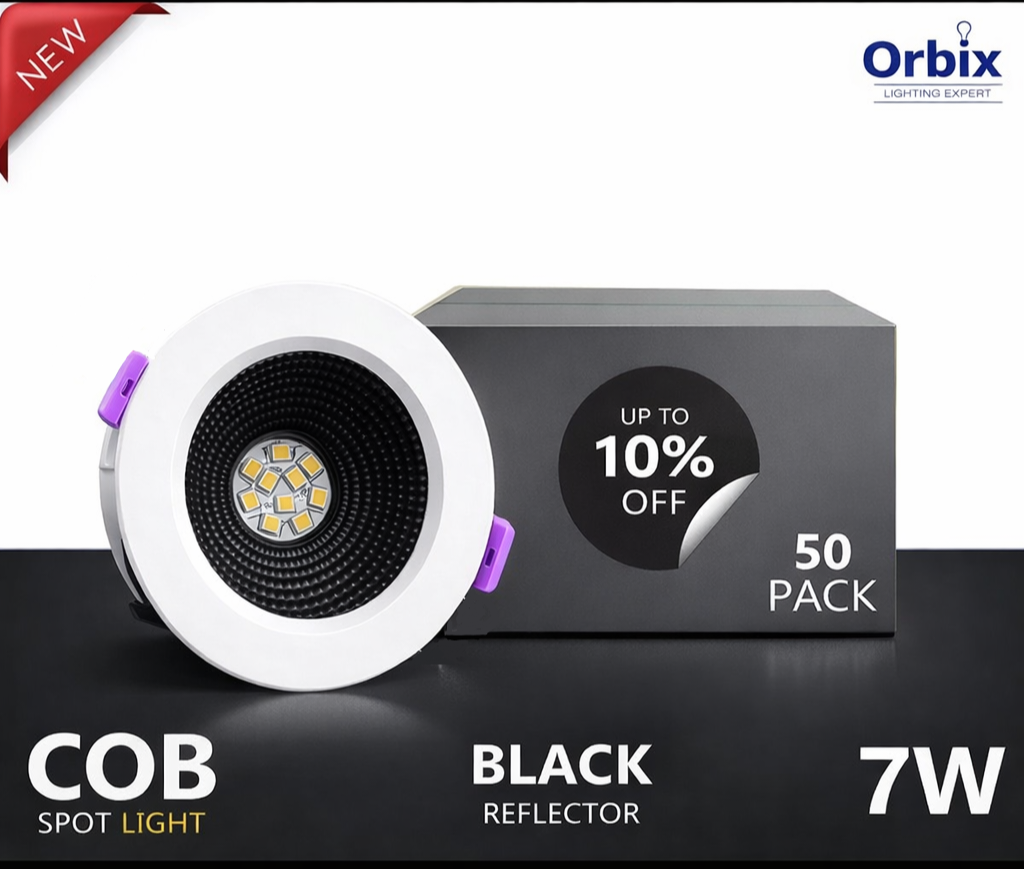 COB Spot Light – Black Reflector (7W) – 50 Pack