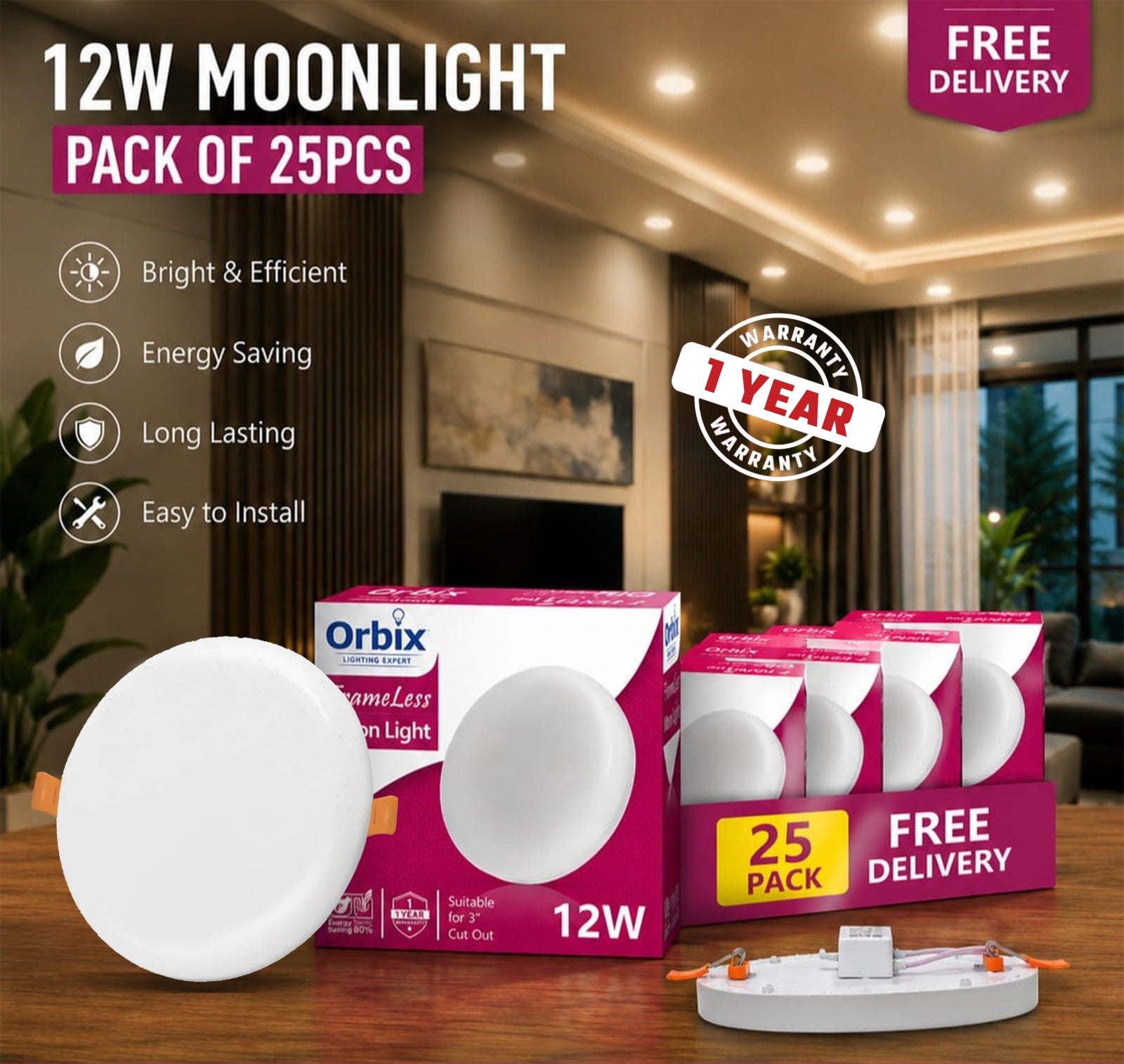 12W Moonlight Pack of 25Pcs (FREE DELIVERY)