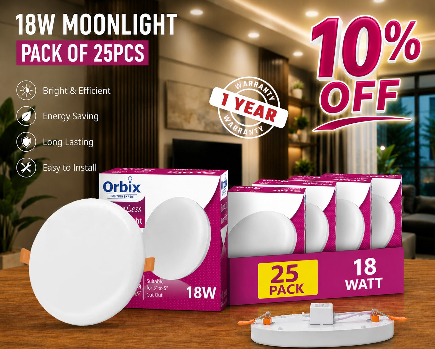 18W Moonlight Pack of 25Pcs (10%OFF)