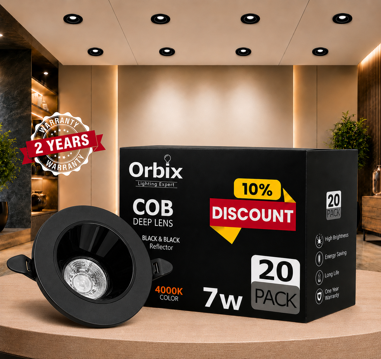 7W COB Deep black 3 to 4 inches 20Pcs (10%OFF)