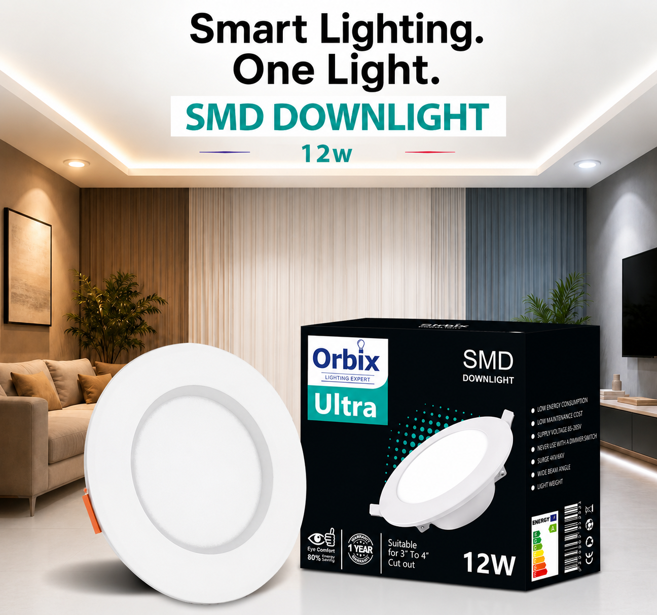 SMD Downlight 12W (3-4inch)