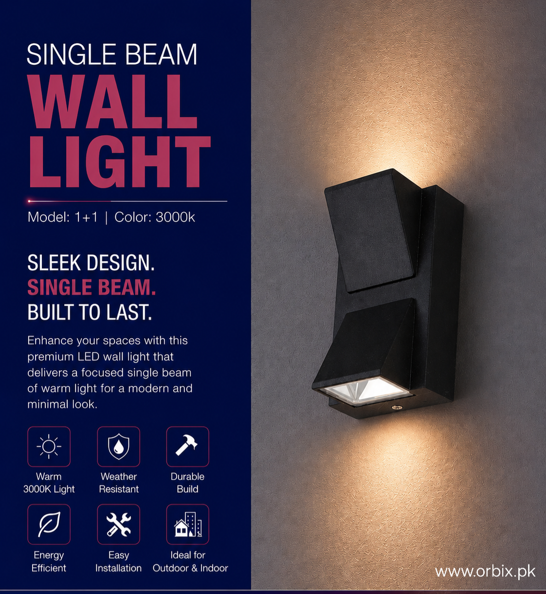 Orbix Waterproof 10W Up-Down Wall Lamp – Heavy Metal Body + Inbuilt LED Driver