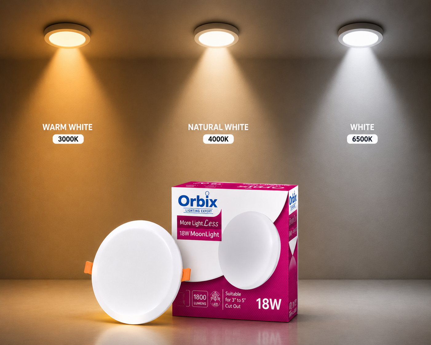 Orbix 18W 3-in-1 Moonlight Series (Pack of 25)