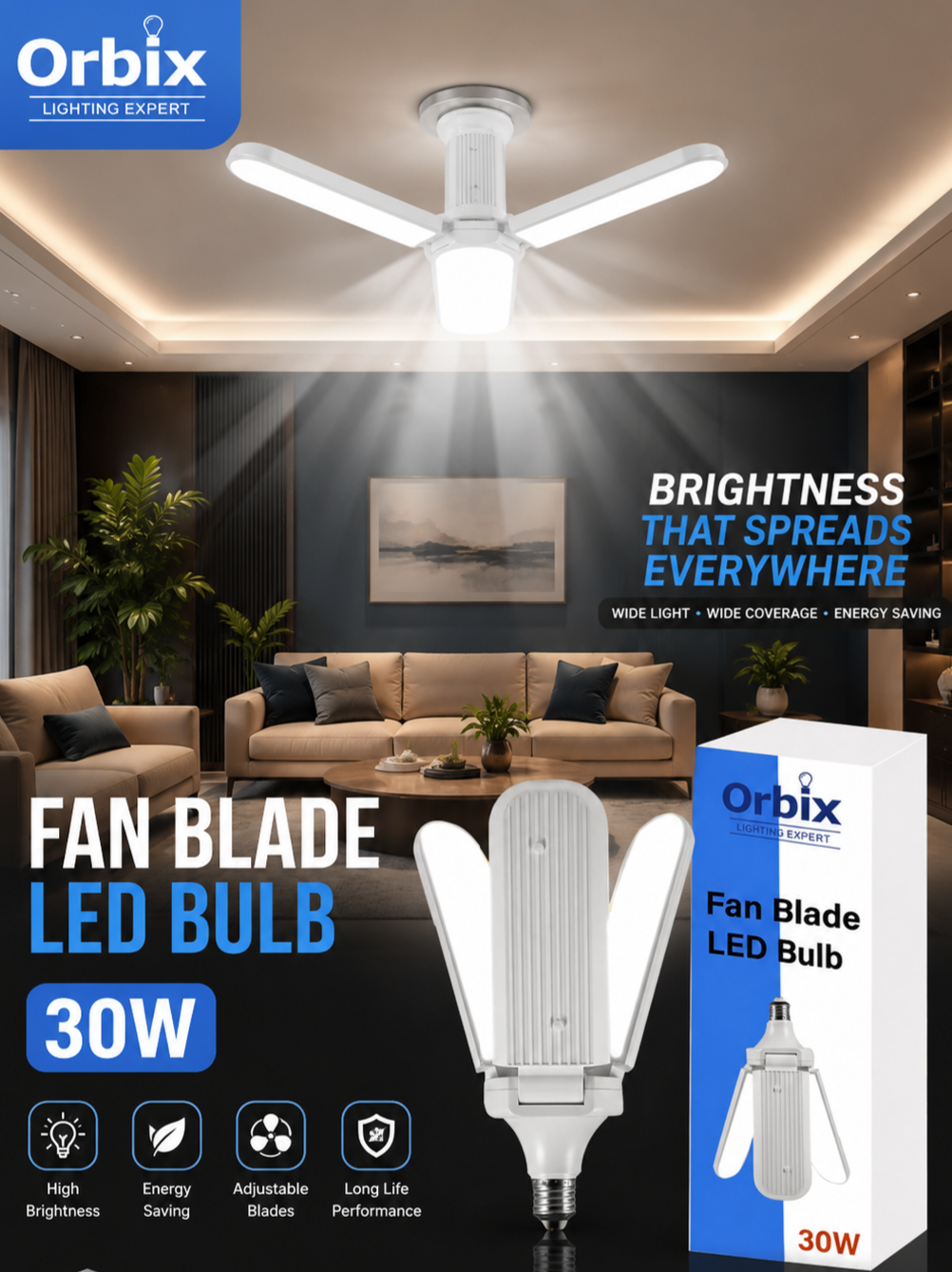 Fan Blade LED Bulb- 30 Watt