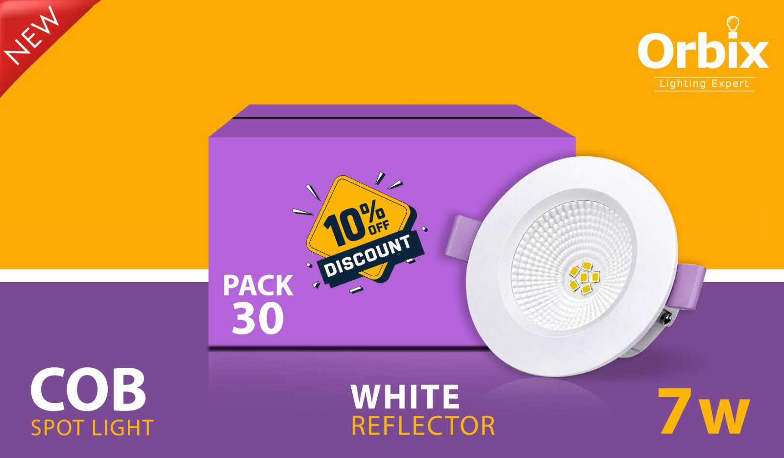 7w COB Spot Light white reflector |pack of 30| Free Delivery|